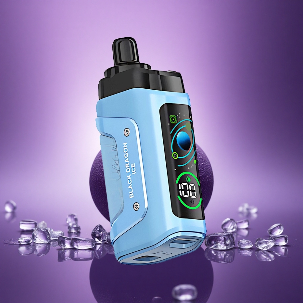 Razz Bar 45000 Puffs Melnais Pūķis Ledus ar 20 mg/ml Nikotīna un 650 mAh Akumulatoru