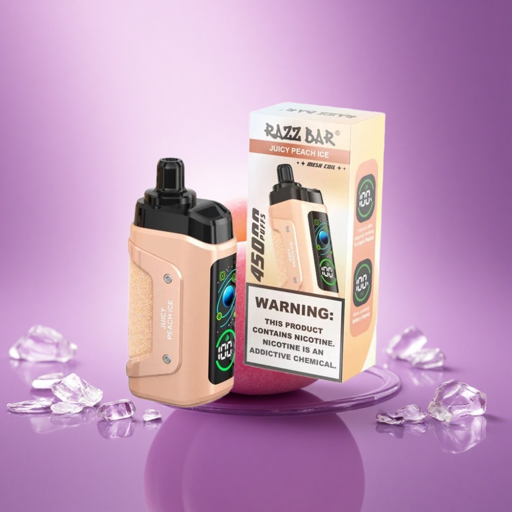 Razz Bar 45000 Puffs Sulīgā Persiku Ledus ar 20 mg nikotīna un 650 mAh