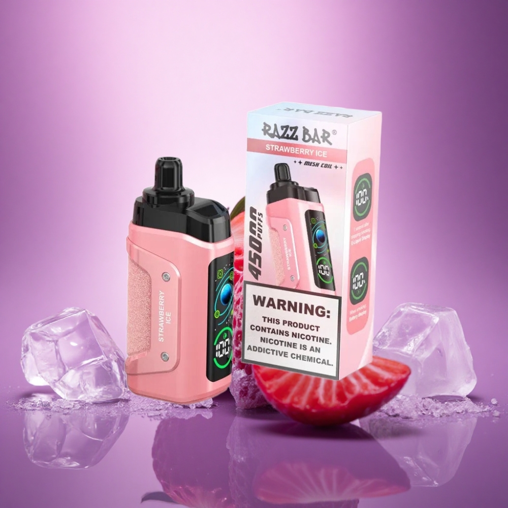 Razz Bar 45000 Puffs Zemeņu Ledus ar 20 mg/ml nikotīna un 650 mAh bateriju