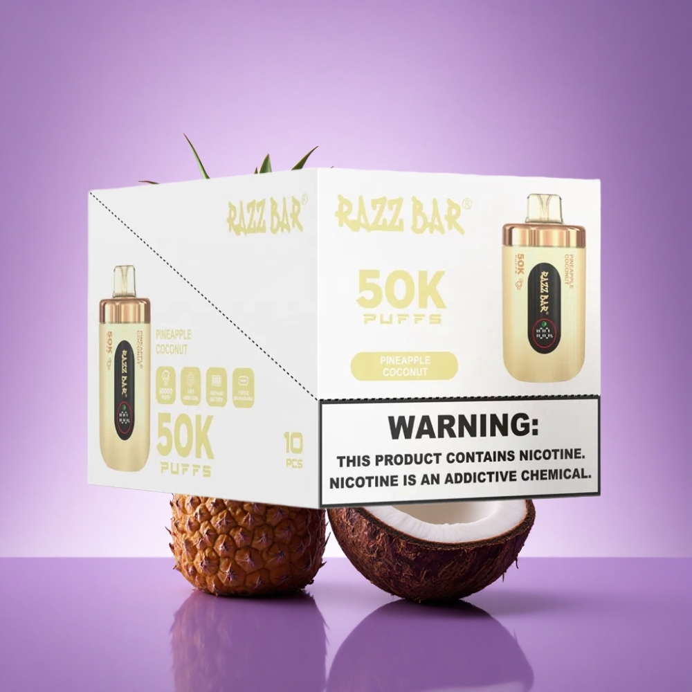 Razz Bar 50K Puffs Ananāsu Kokosrieksta 2% Nikotīna 650 mAh