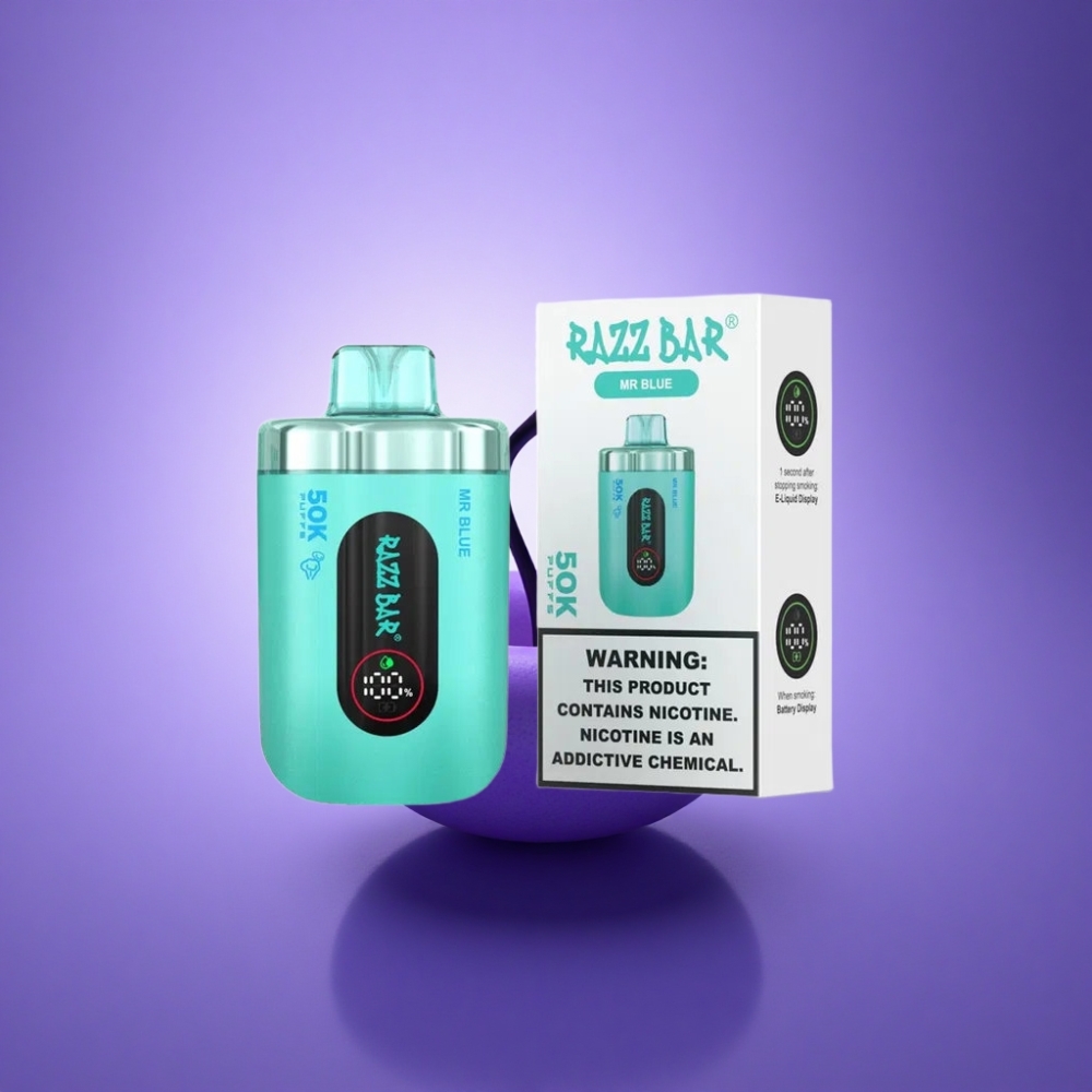 Razz Bar 50K Puffs Kungs Zils 1,0 Ohm Režģa Spole 650 mAh