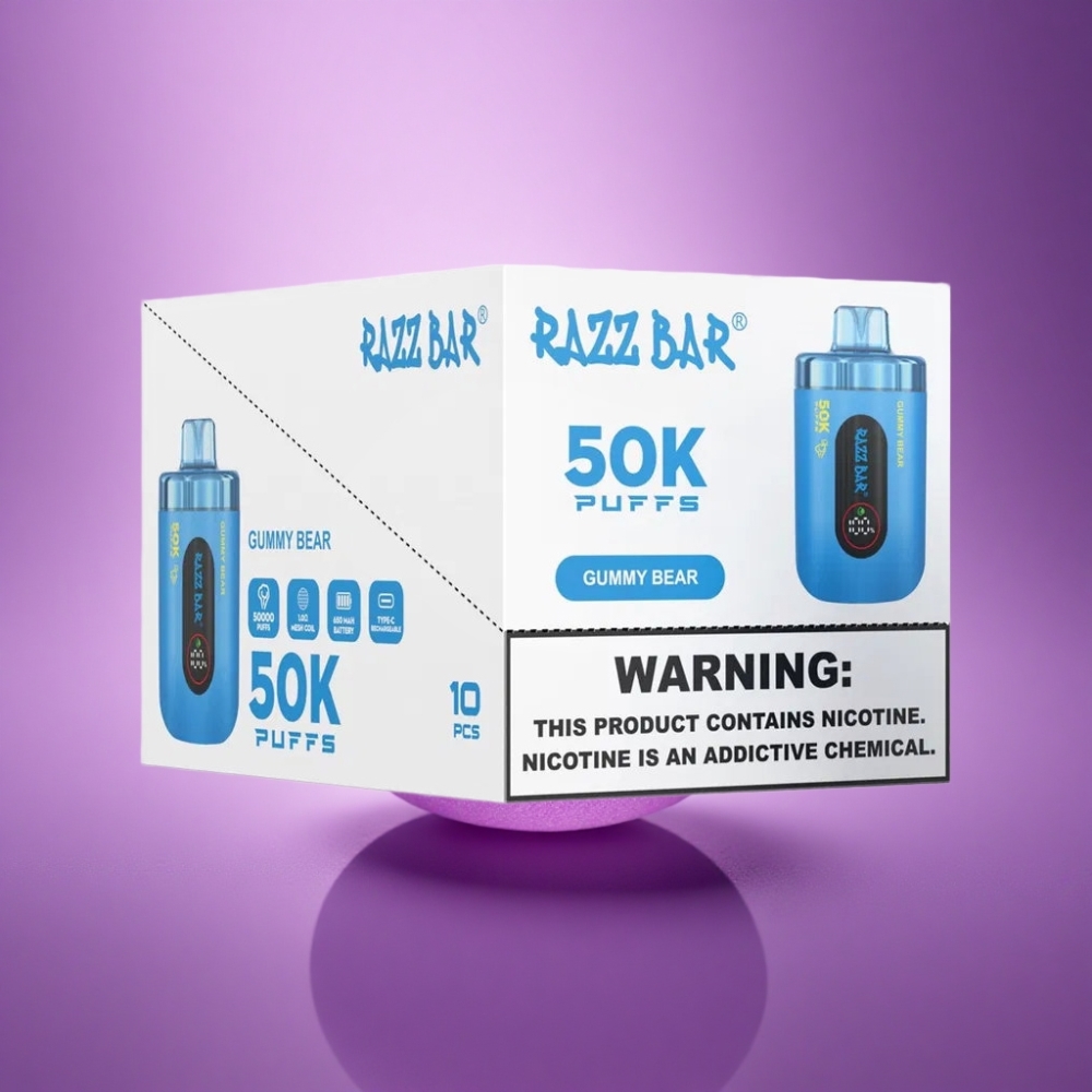 Razz Bar 50K Puffs Lāču pupiņa ar 2% nikotīna un 650 mAh bateriju