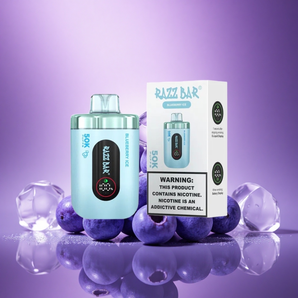 Razz Bar 50K Puffs Mellenes Ledus ar 2% nikotīna un 650 mAh bateriju