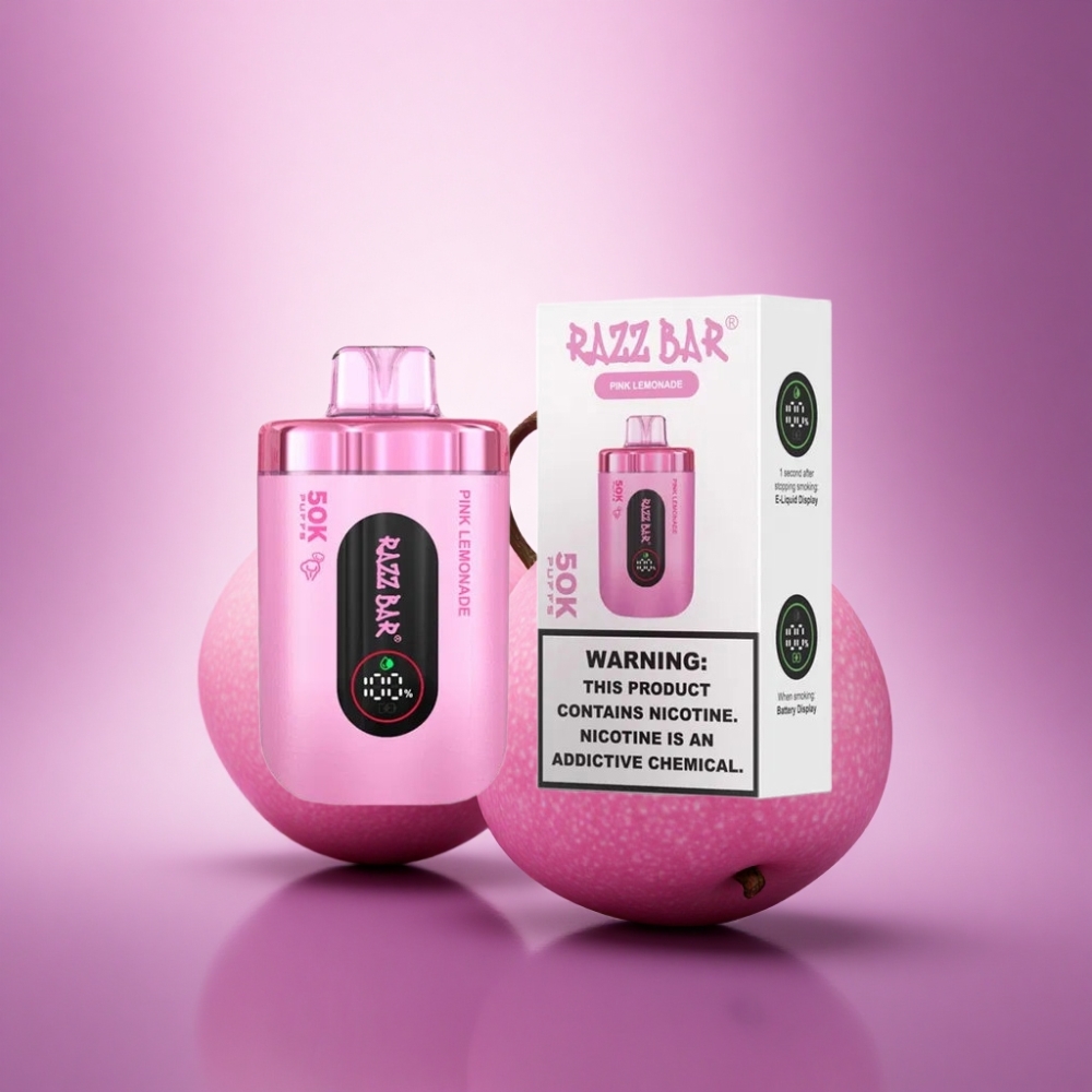 Razz Bar 50K Puffs Rozā Citronāde 2% Nikotīns 650mAh