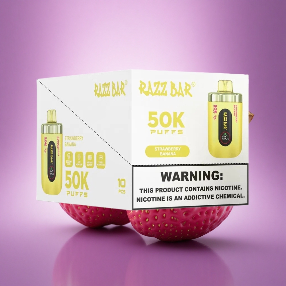 Razz Bar 50K Puffs Zemeņu Banānu 2% Nikotīna 650 mAh