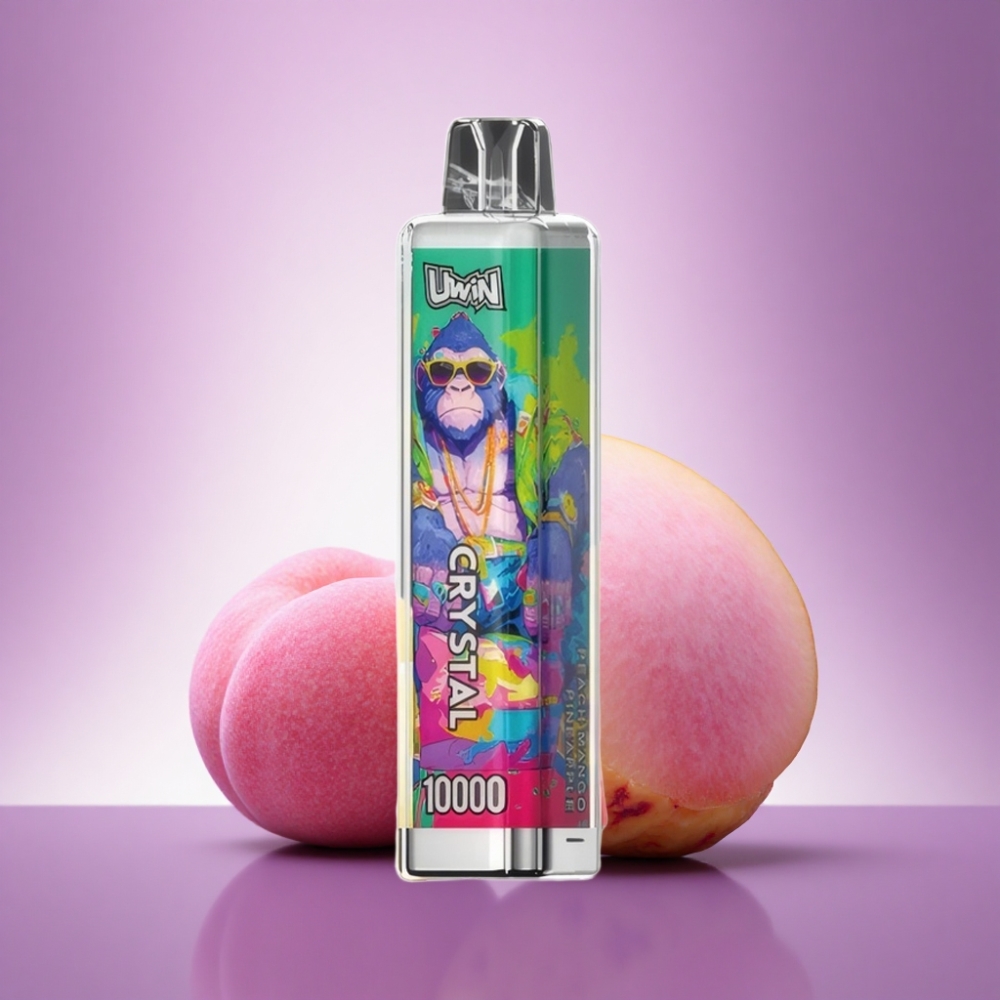 Uwin Crystal 10000 Puffs Persiku Mango Ananāsu RGB Gaismas ar 5% nikotīnu un 650mAh bateriju
