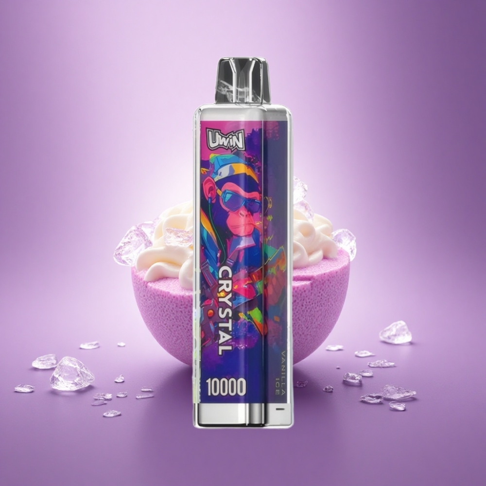 Uwin Crystal 10000 Puffs Vanilla Ledus RGB ar 5% nikotīnu un 650mAh