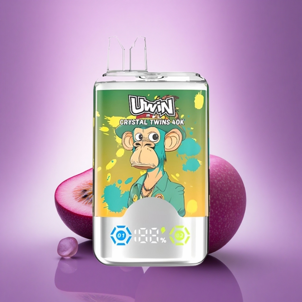 Uwin Crystal Twins 40000 Puffs Kivi Maraku Govaja Divu Ābolu Divas Garšas 850mAh