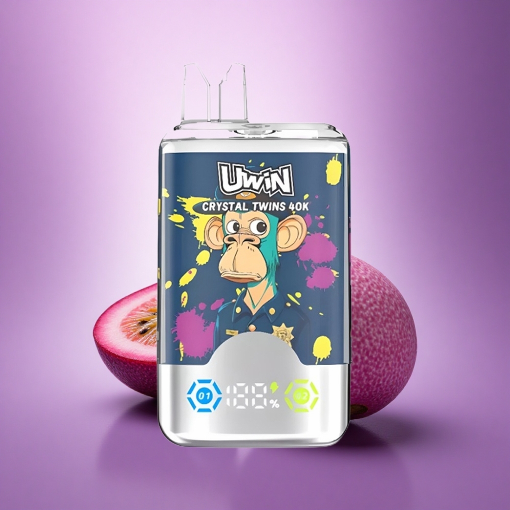 Uwin Crystal Twins 40000 Puffs Kivi Pasiflora Guava Zīdauga Okeāna Aveņa 850mAh Divas Garšas