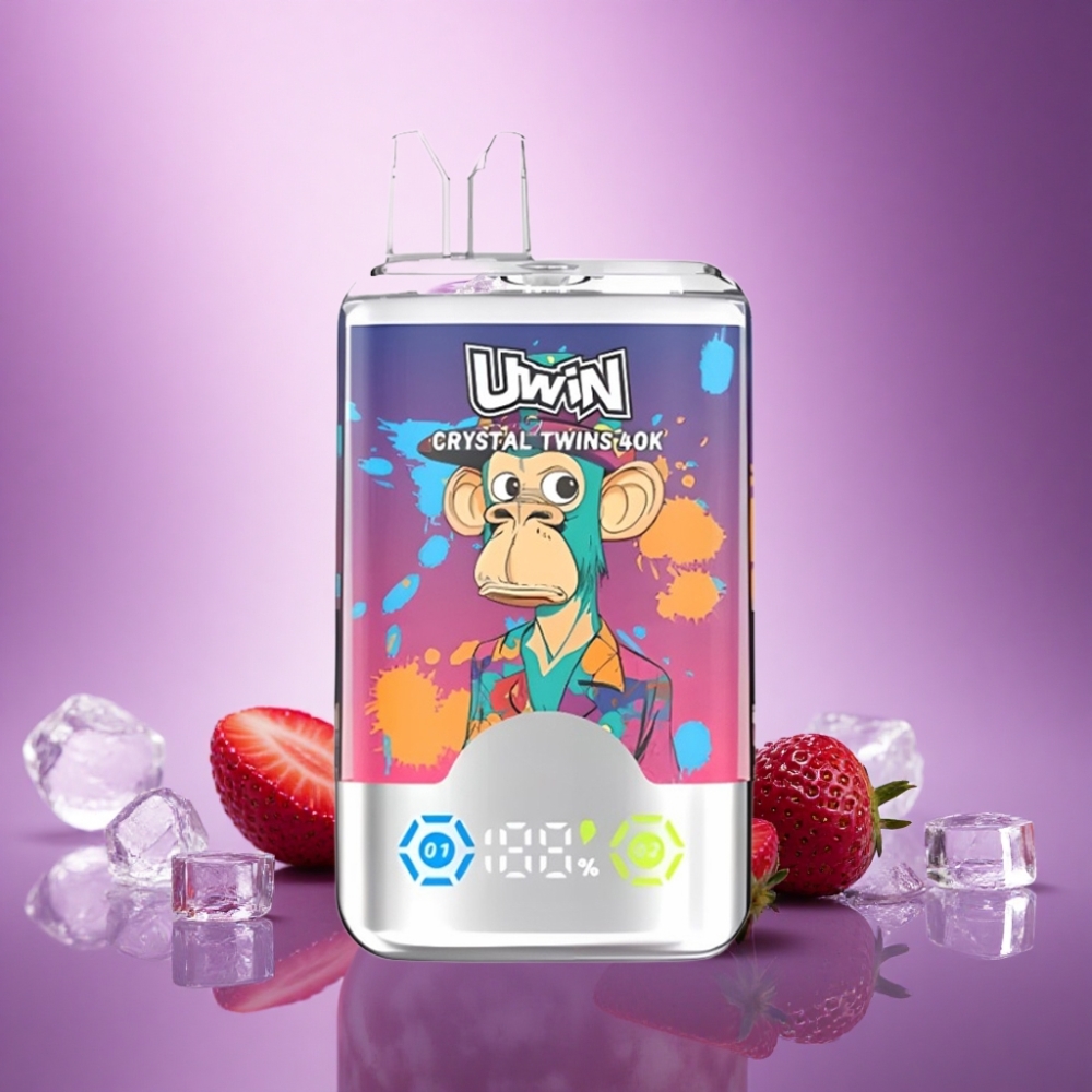 Uwin Crystal Twins 40000 Puffs Zemeņu Kivi Vīnogu Ledus ar 2 garšām un 850mAh